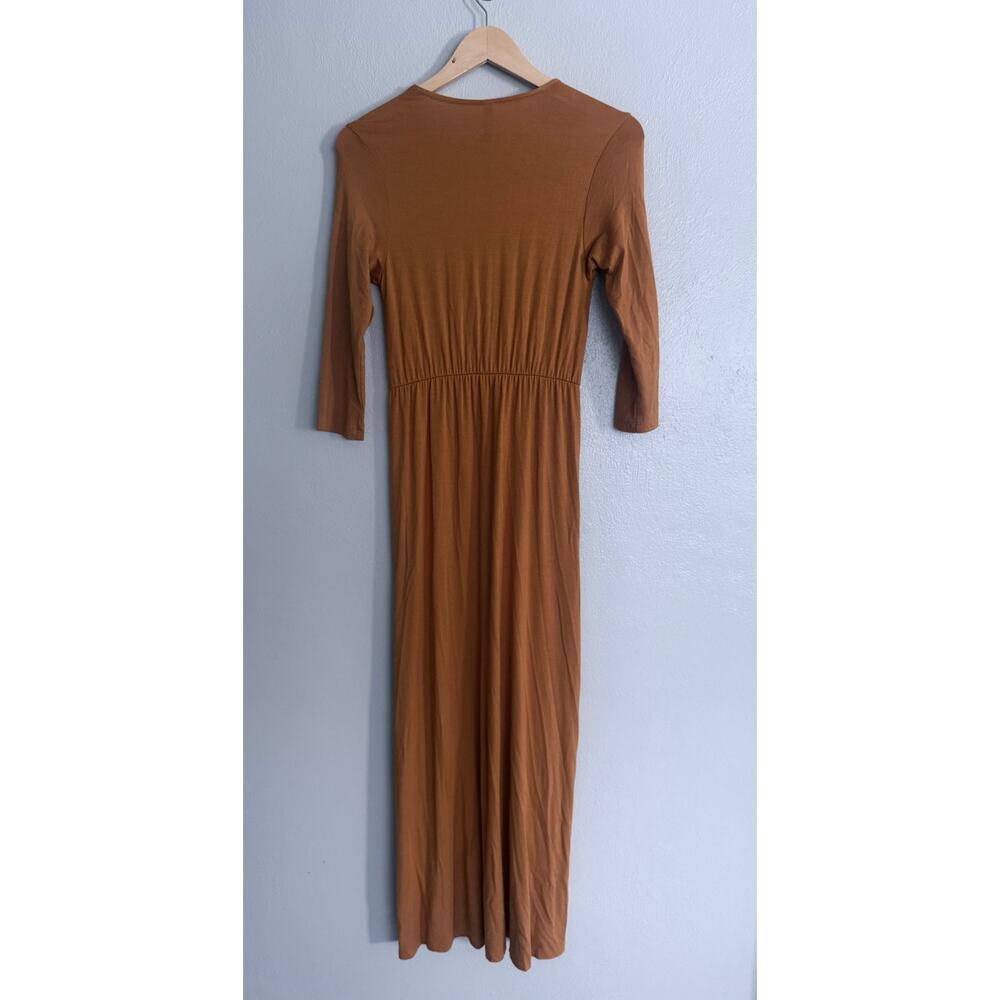 new RACHEL PALLY mustard dark yellow modal stretch 3/4 sleeve long maxi dress - Picture 6 of 8